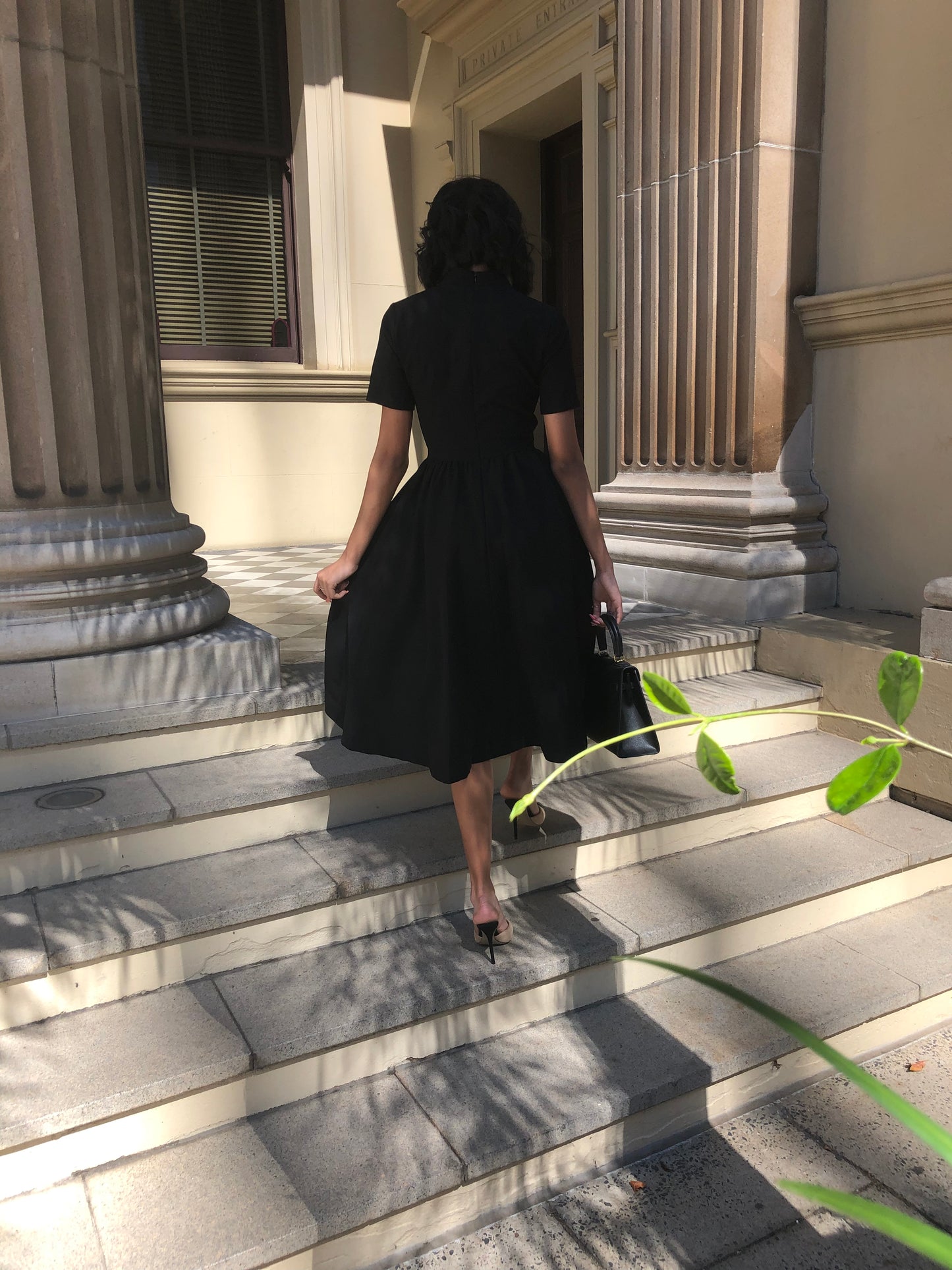 Women's Fit and Flare Work Midi Dress - Black work Midi Dress