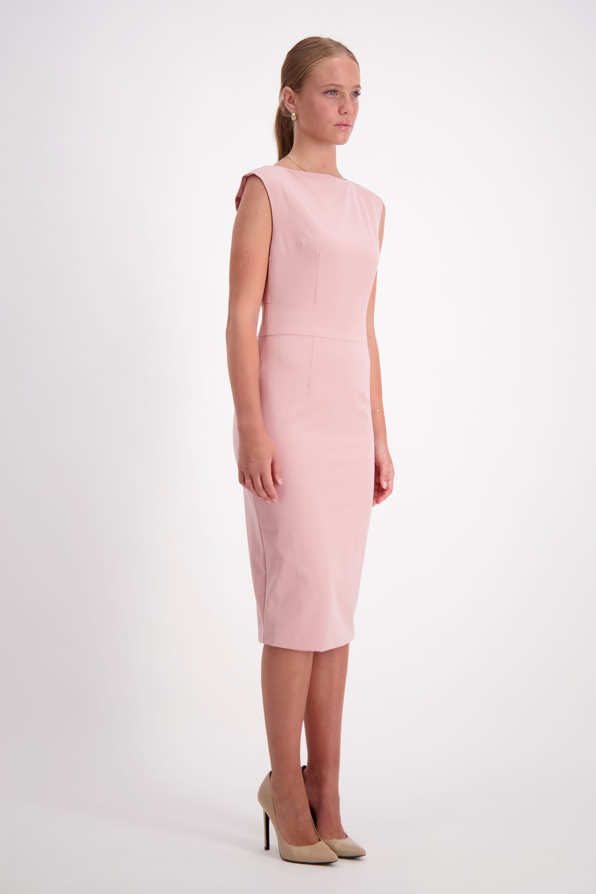 Serena Light Pink Corporate Midi Dress
